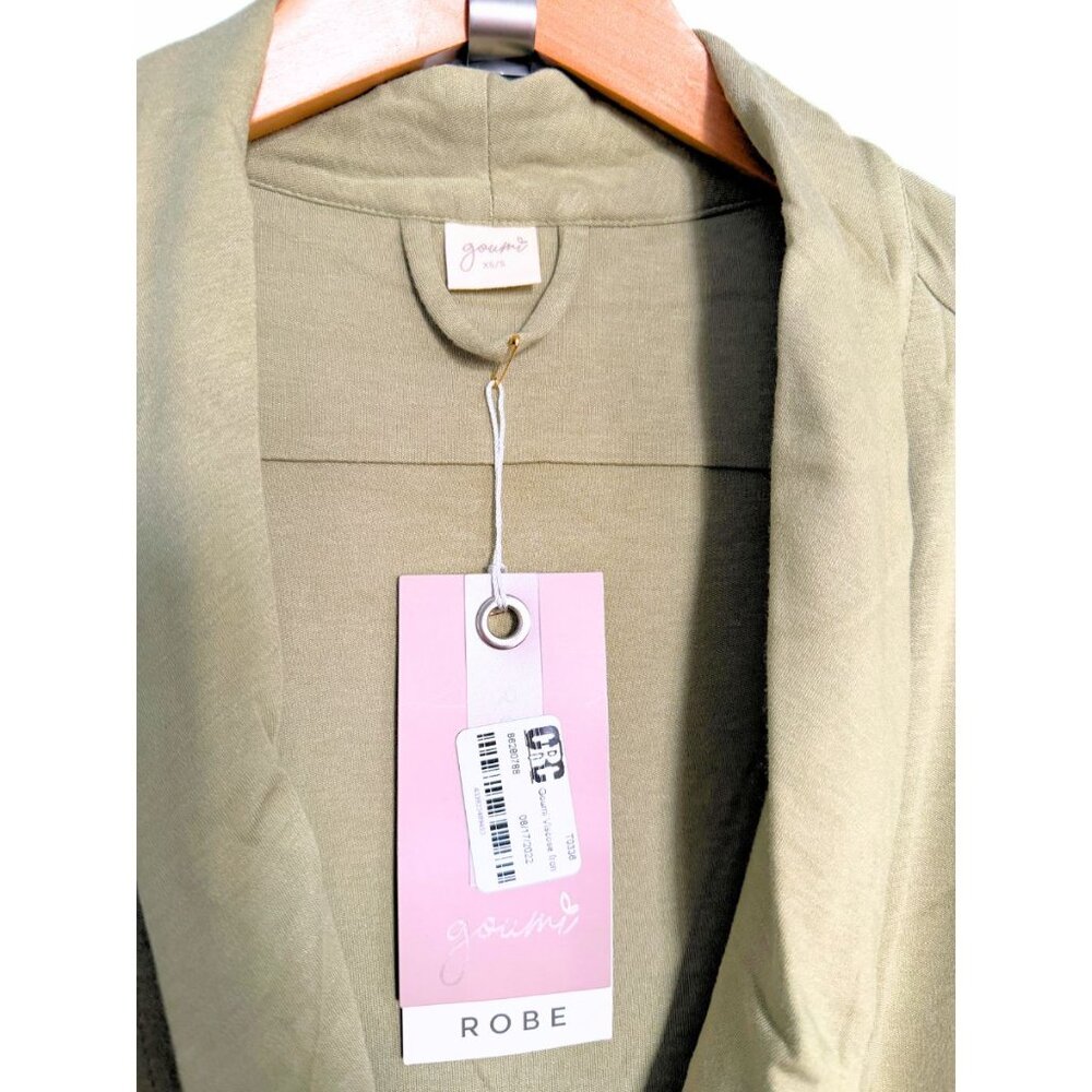 GOUMI Artichoke Green Viscose Bamboo Bathrobe Size XS/S NEW - Picture 5 of 6
